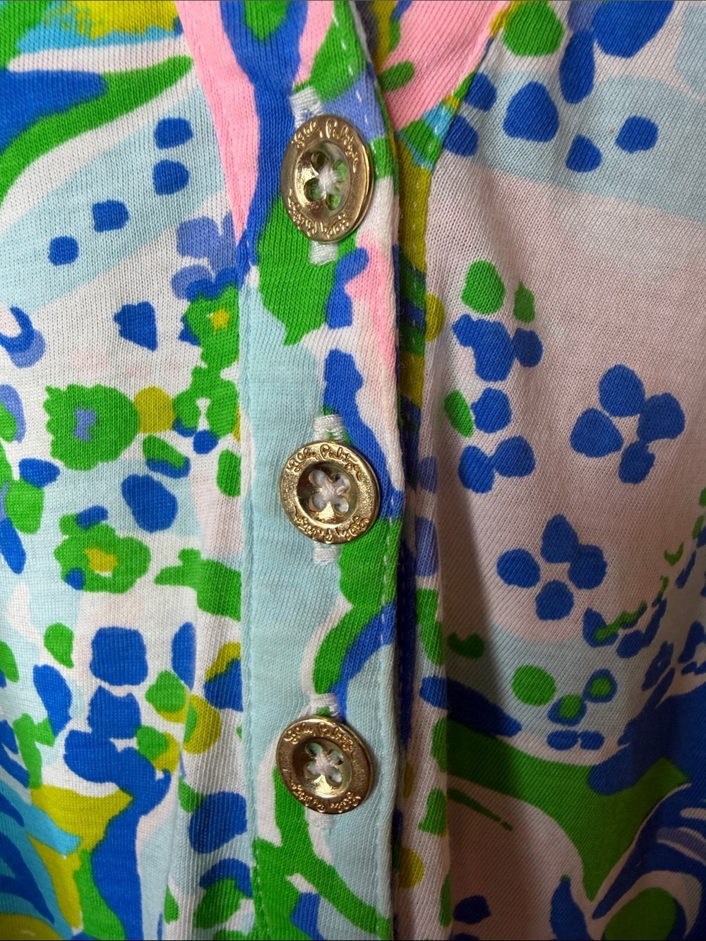 Lilly Pulitzer Floral Collared Button Front Top 3/4 Sleeve Multi Color Floral S - Picture 3 of 10